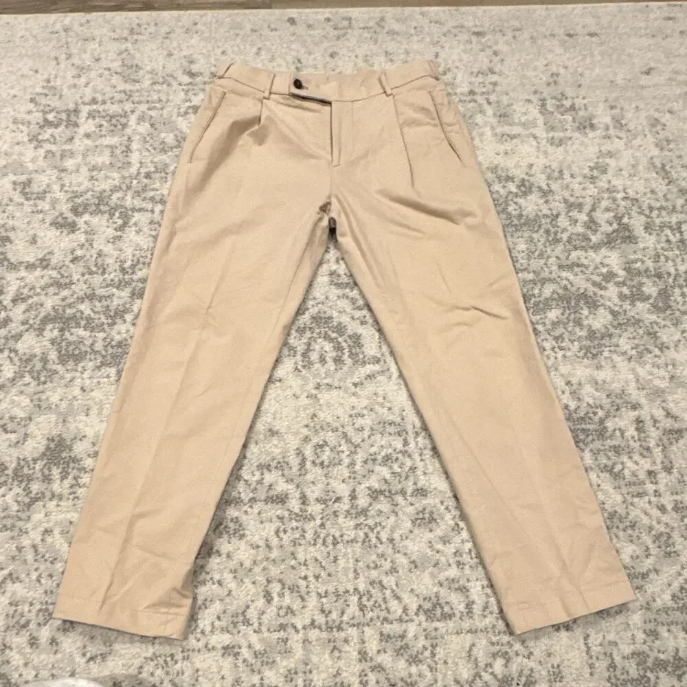 Berwich Italy Beige Stretch Pleated Chino Pants Men’s EU 48 US 32 Made in Italy